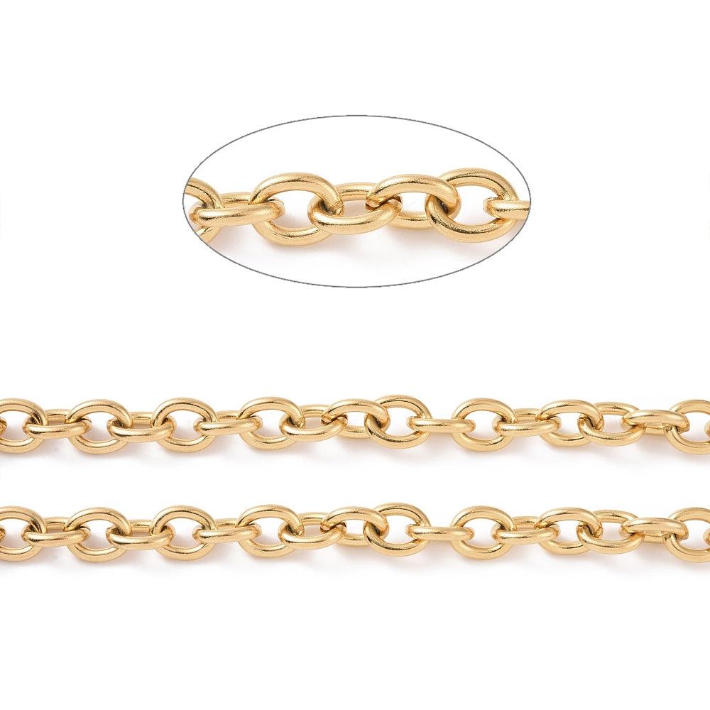 Ketting grote schakel dik RVS goud 10,5x8mm - prijs per 10cm-ketting-Kraaltjes van Renate