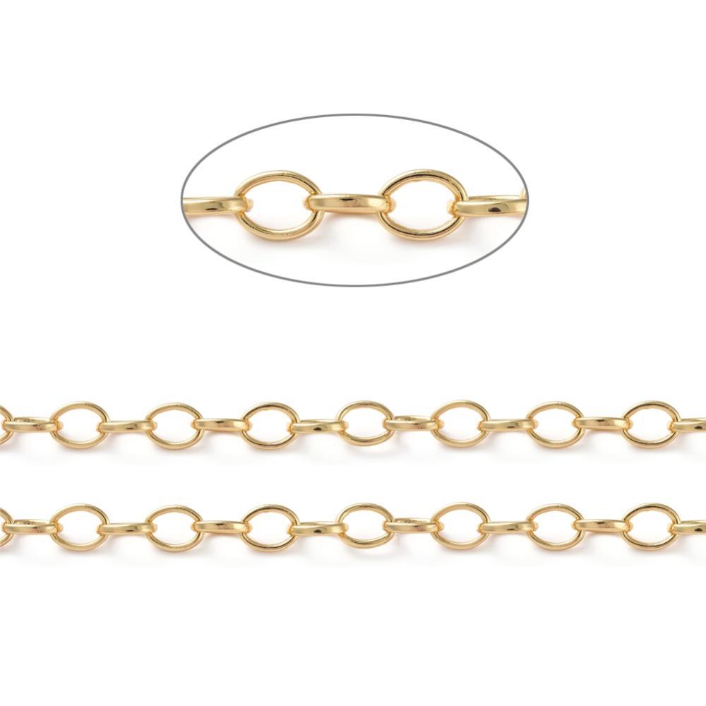 Ketting grote schakel druppel 18K gold 8x6mm - prijs per 10cm-ketting-Kraaltjes van Renate