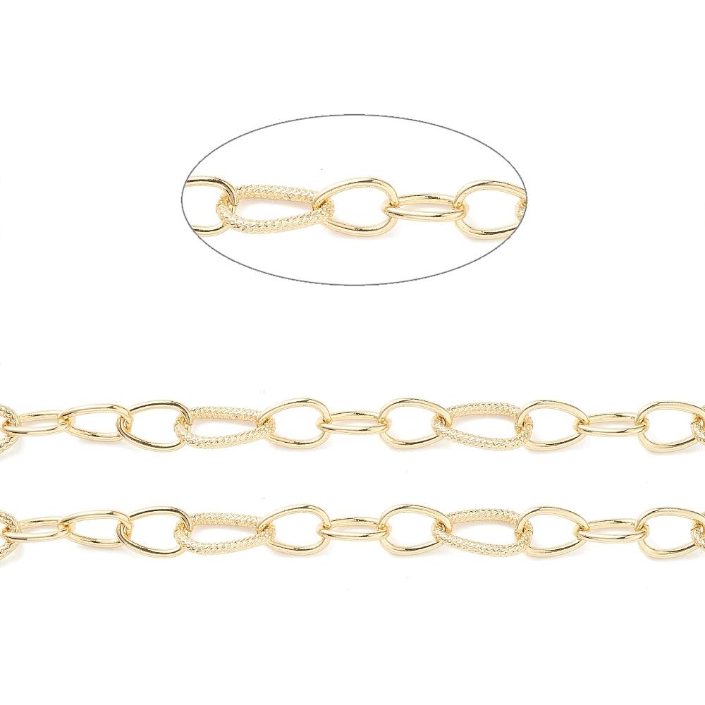 Ketting grote schakel druppels RVS goud 15x10mm - prijs per 10cm-ketting-Kraaltjes van Renate