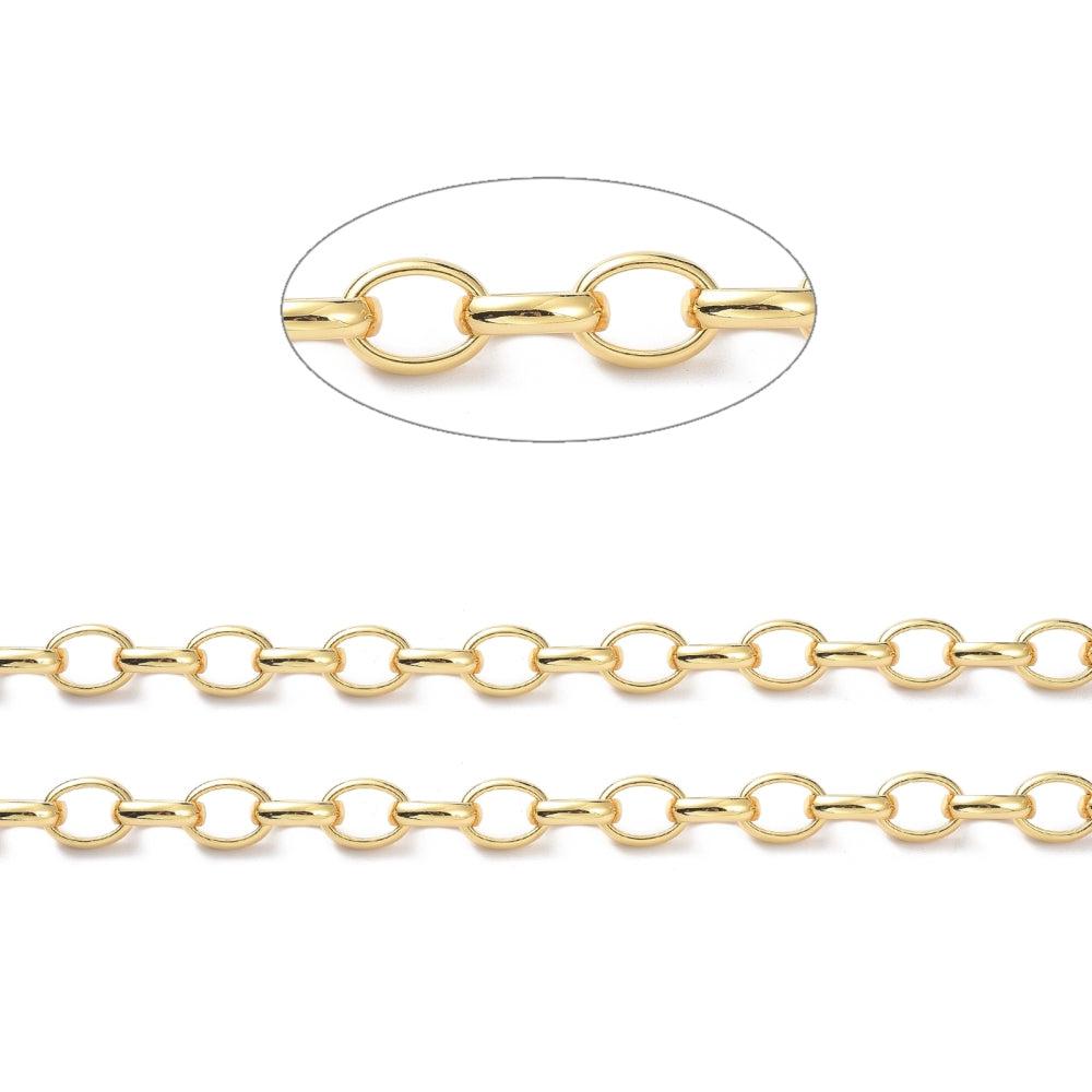 Ketting grote schakel rond 18K goud 12x9mm - prijs per 10cm-ketting-Kraaltjes van Renate