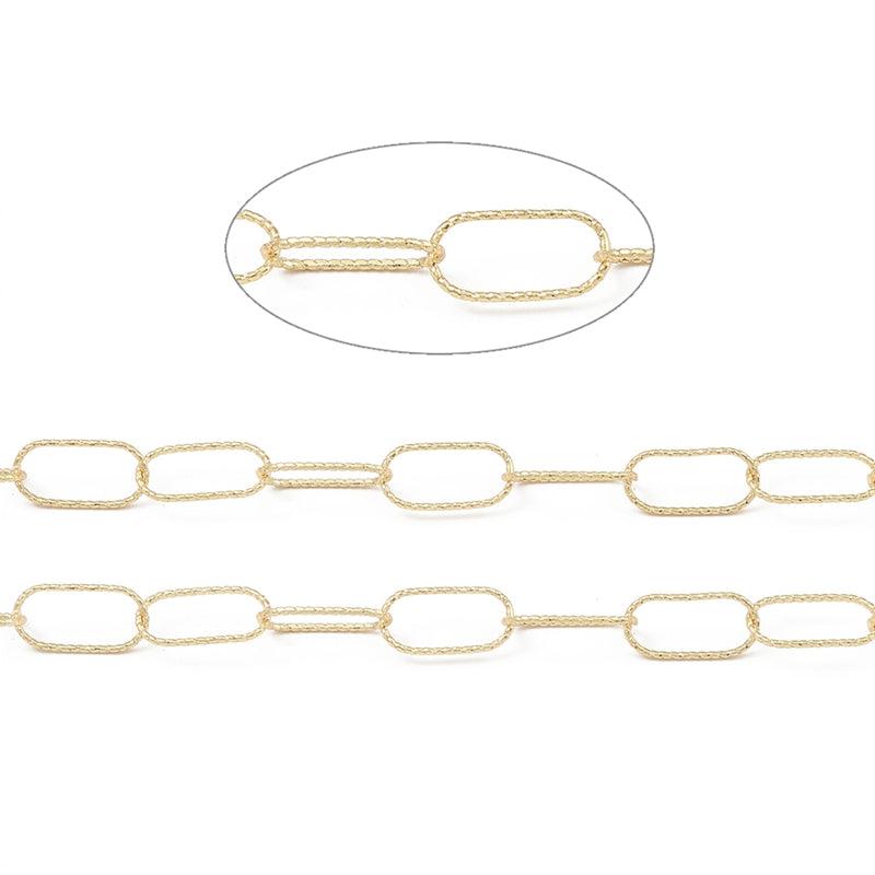 Ketting grote schakel rechthoek 18K goud 14x7mm - prijs per 10cm-ketting-Kraaltjes van Renate