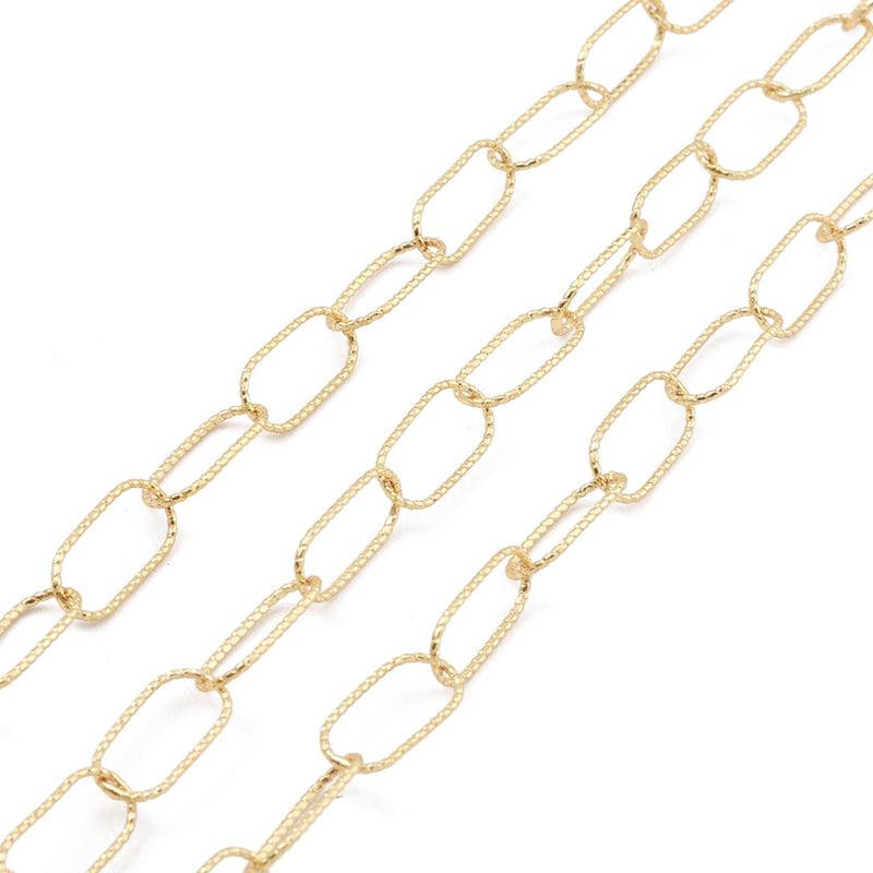 Ketting grote schakel rechthoek 18K goud 14x7mm - prijs per 10cm-ketting-Kraaltjes van Renate