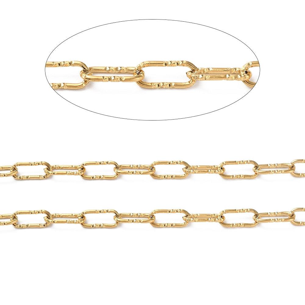 Ketting grote schakel rechthoek RVS goud 17x7mm - prijs per 10cm-ketting-Kraaltjes van Renate