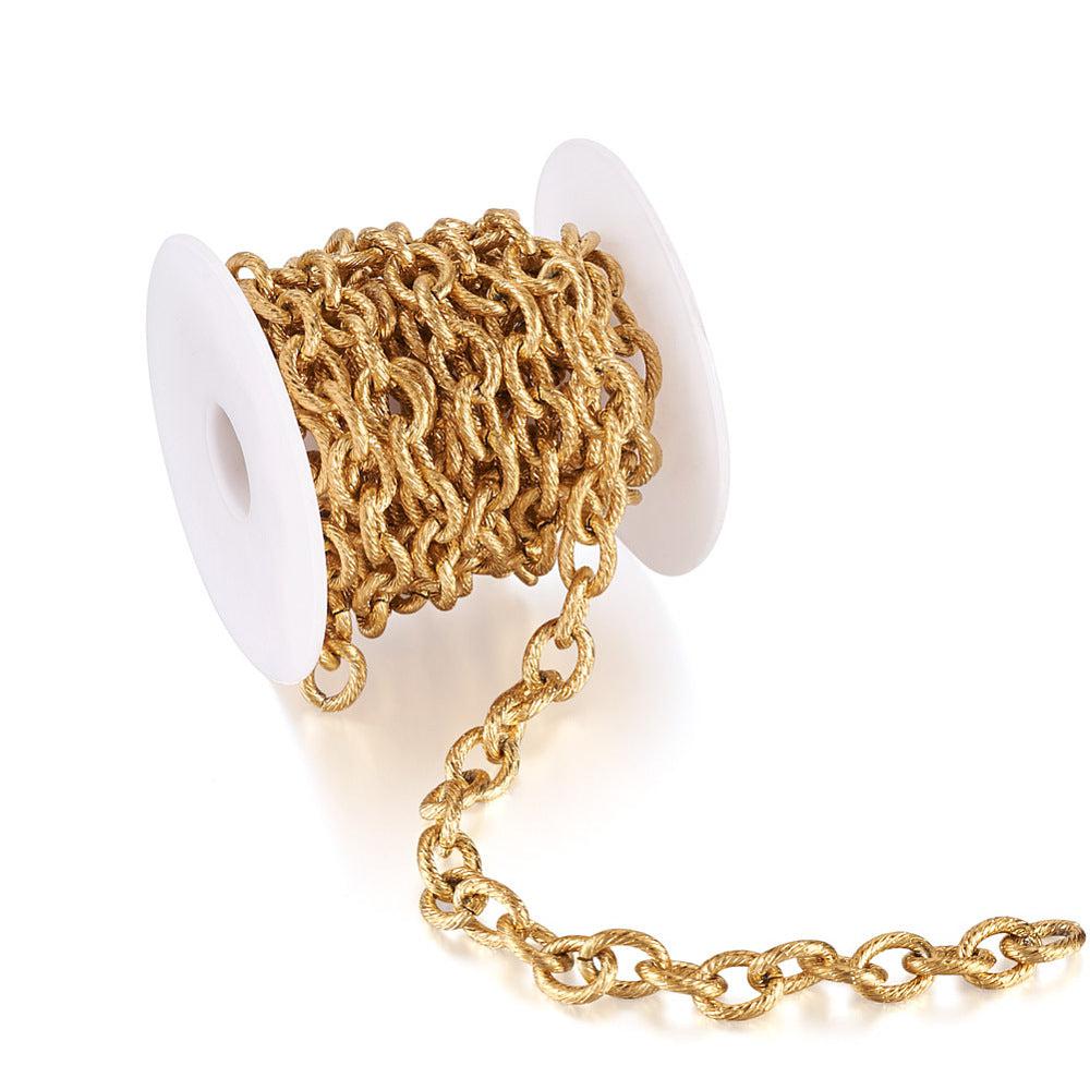 Ketting grote schakel relief RVS goud 11x8mm - prijs per 10cm-ketting-Kraaltjes van Renate