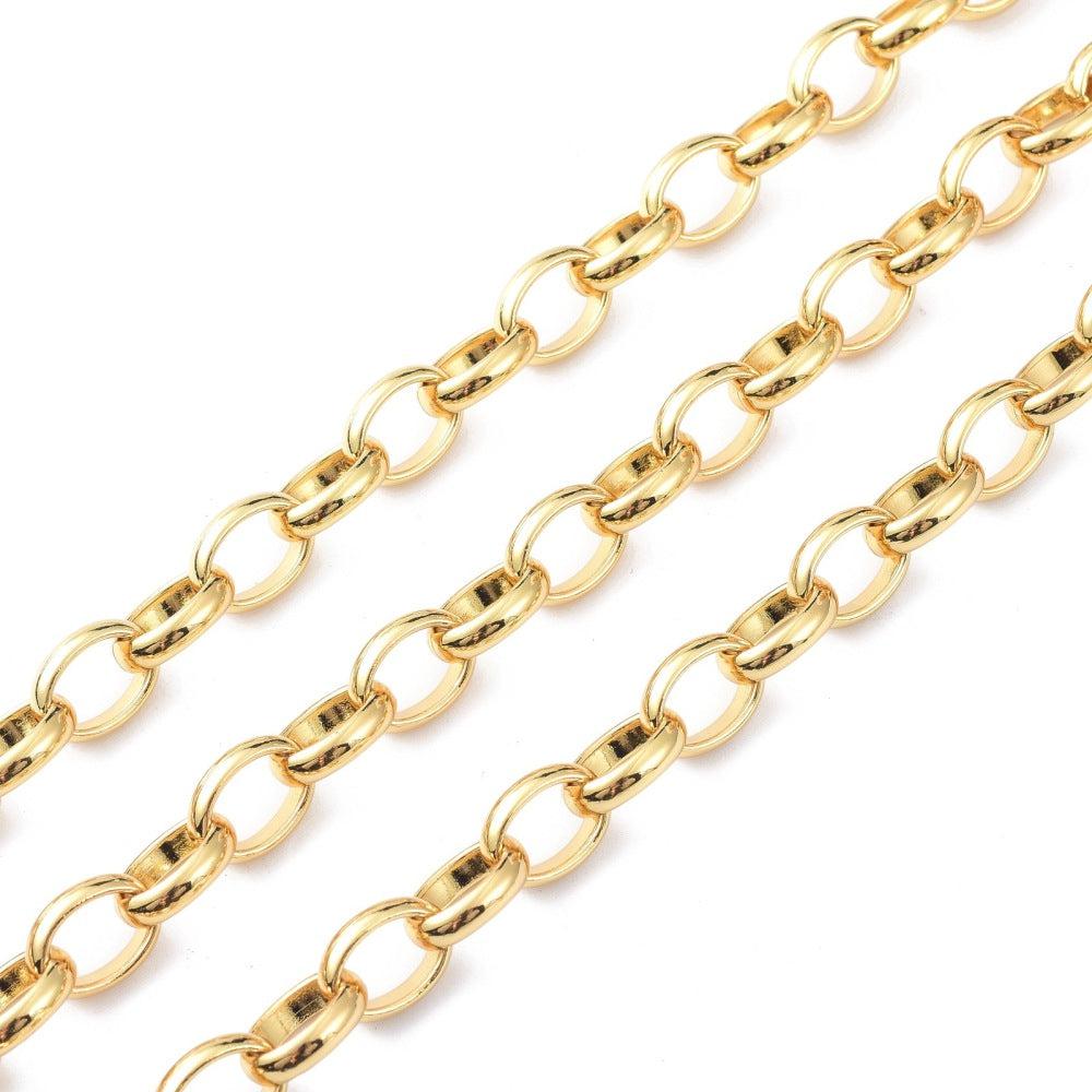 Ketting grote schakel rond 18K goud 12x9mm - prijs per 10cm-ketting-Kraaltjes van Renate
