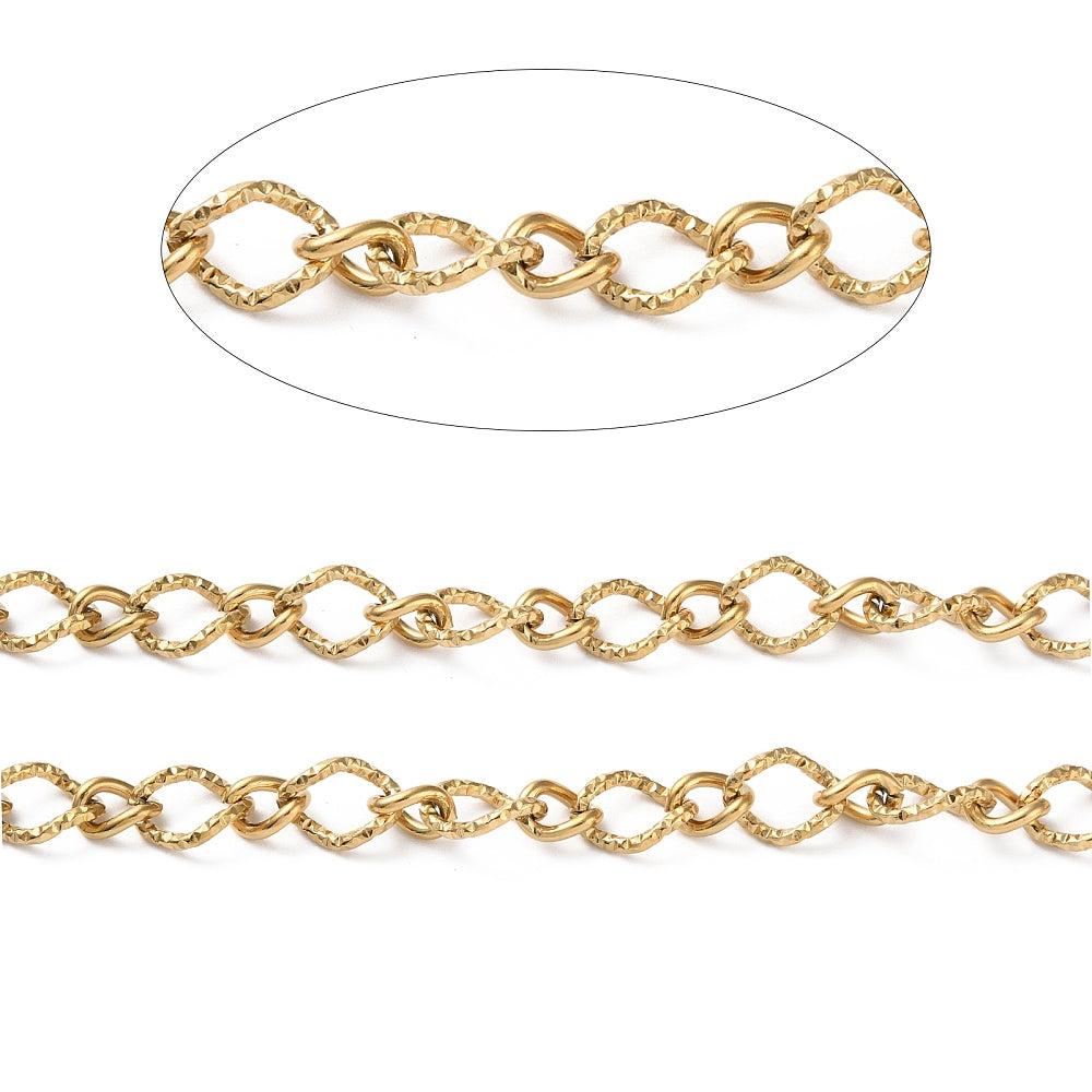 Ketting grote schakel twist ovaal RVS goud 13x10mm - prijs per 10cm-ketting-Kraaltjes van Renate