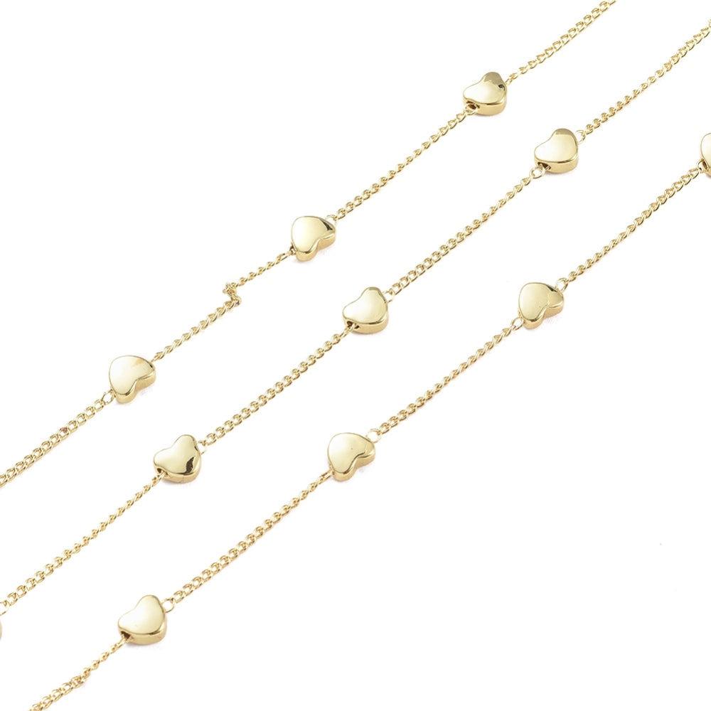 Ketting hartjes gold plated 1x5,5mm - prijs per 10cm-ketting-Kraaltjes van Renate