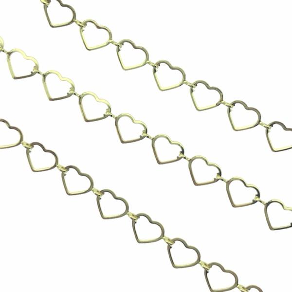 Ketting hartjes gold plated 6x10mm - prijs per 10cm-Kraaltjes van Renate