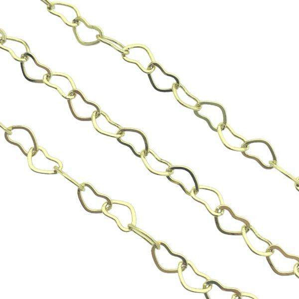 Ketting hartjes gold plated 6x8mm - prijs per 10cm-Kraaltjes van Renate