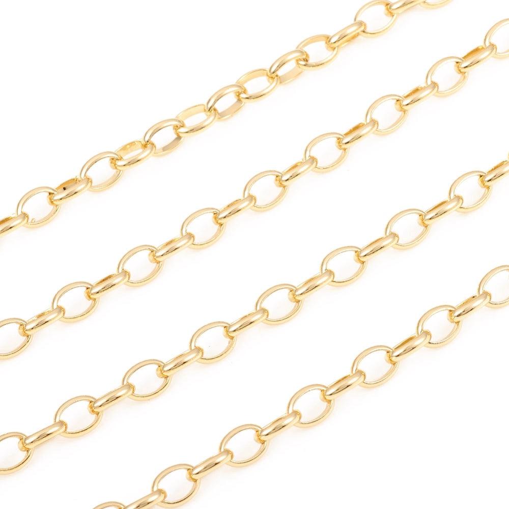 Ketting kabel ovaal 18K goud 7x5x2mm - prijs per 10cm-ketting-Kraaltjes van Renate