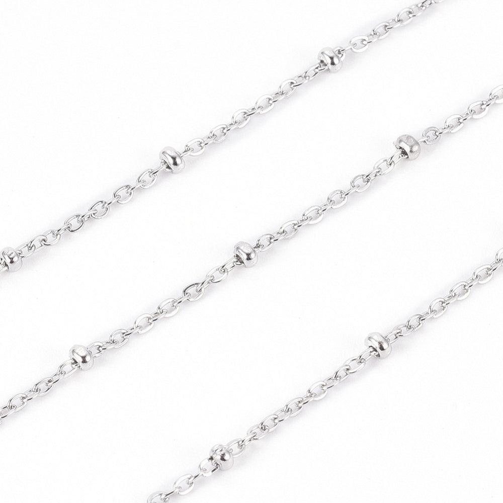 Ketting met bolletjes RVS zilver 1,6x1mm - prijs per 10cm-ketting-Kraaltjes van Renate