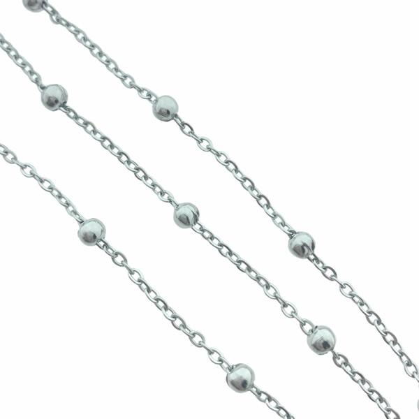 Ketting met bolletjes RVS zilver 2,5x2mm - prijs per 10cm-Kraaltjes van Renate