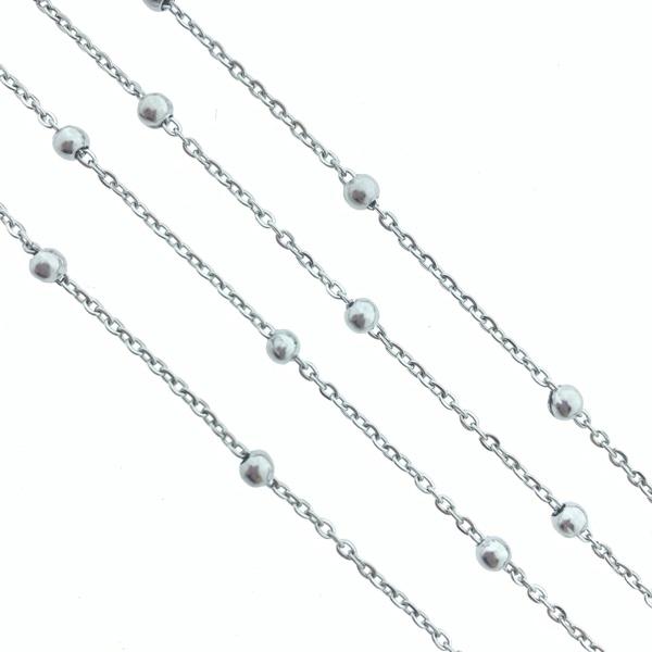 Ketting met bolletjes RVS zilver 2x3.5mm - prijs per 10cm-Kraaltjes van Renate