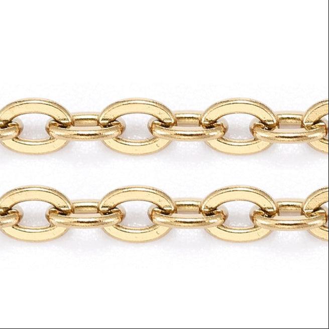 Ketting ovaal Premium RVS goud 2x2,5mm - prijs per 10cm-Ketting-Kraaltjes van Renate