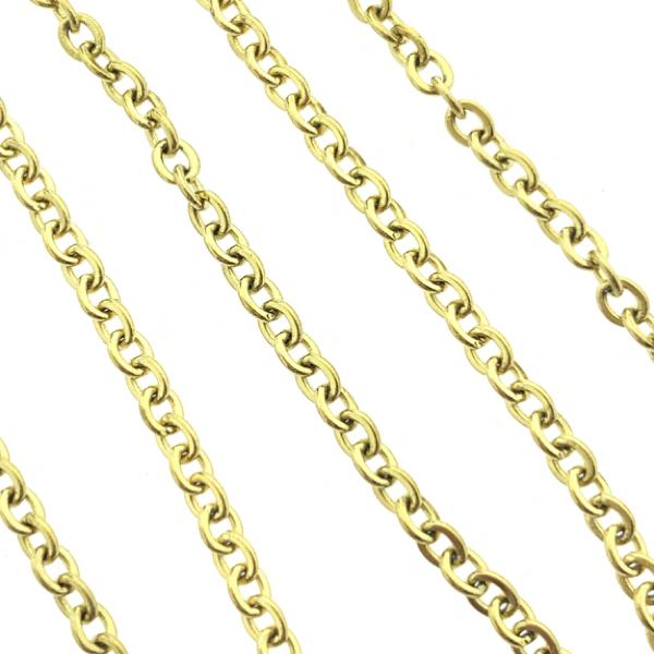 Ketting ovaal RVS goud 2x2,5mm - prijs per 10cm-Kraaltjes van Renate