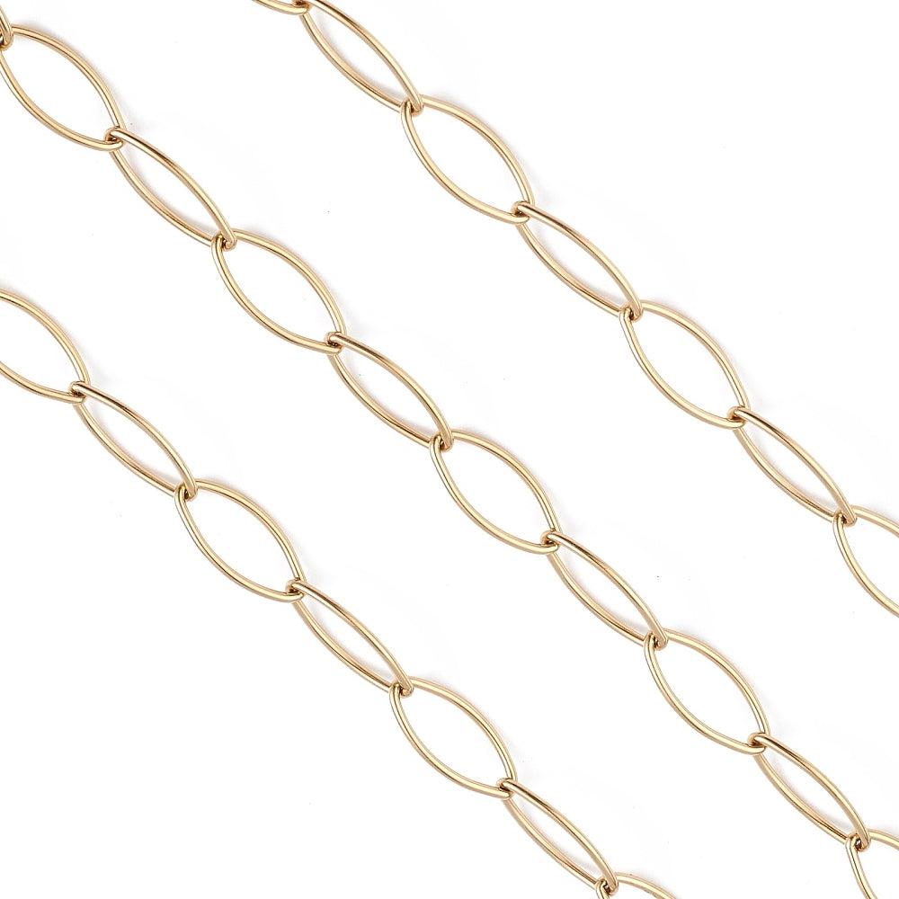 Ketting ovaal groot RVS goud 15x7mm - prijs per 10cm-ketting-Kraaltjes van Renate