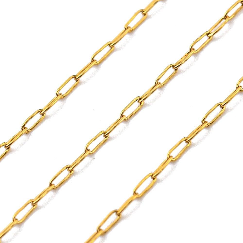 Ketting ovaal mini RVS goud 0,7x2,2mm - prijs per 10cm-ketting-Kraaltjes van Renate