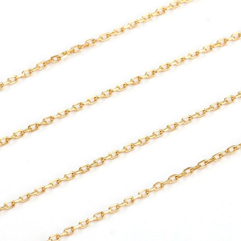 Ketting ovaal mini RVS goud 0,9x1,5mm - prijs per 10cm-ketting-Kraaltjes van Renate