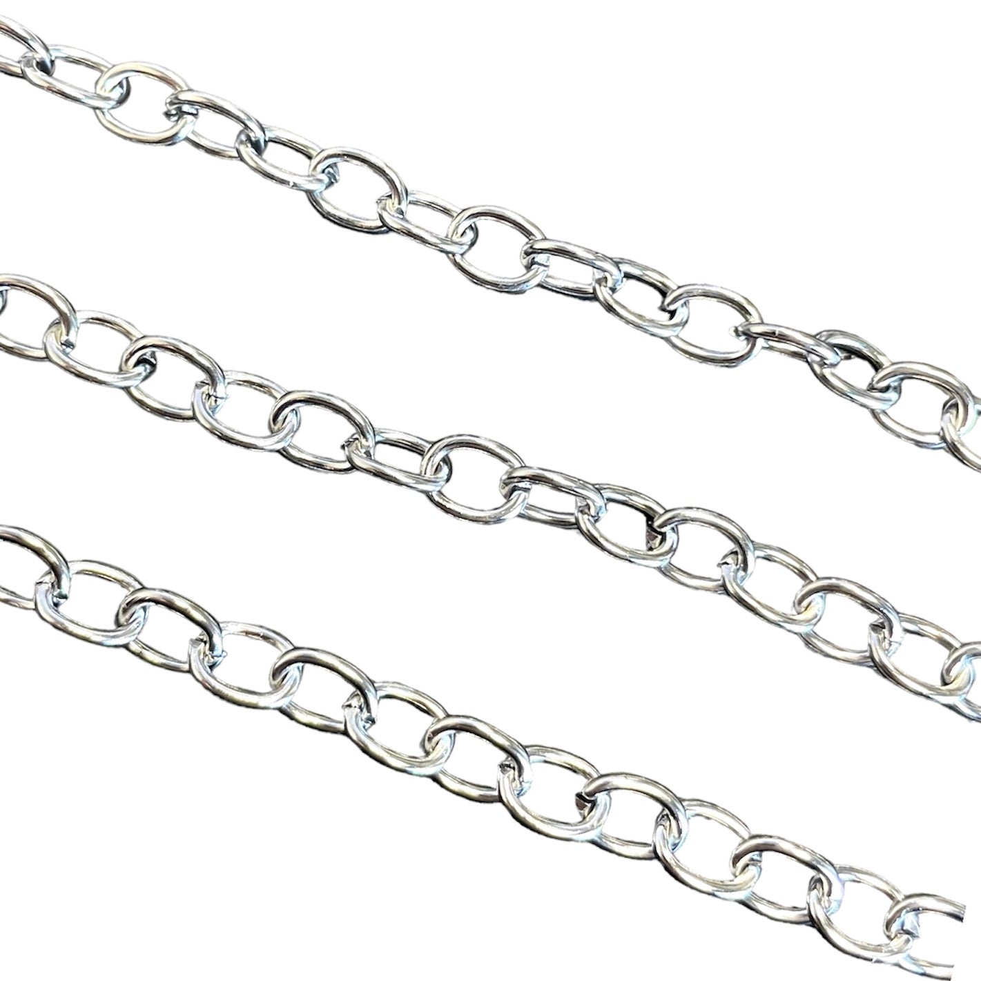 Ketting oval cable RVS zilver 8x6x1mm- per 10 cm-ketting-Kraaltjes van Renate