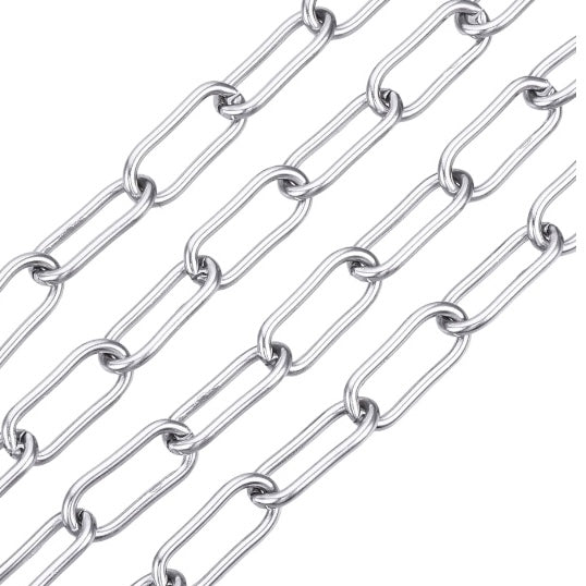 Ketting paperclip cable RVS zilver 17x17x2mm- per 10 cm-ketting-Kraaltjes van Renate