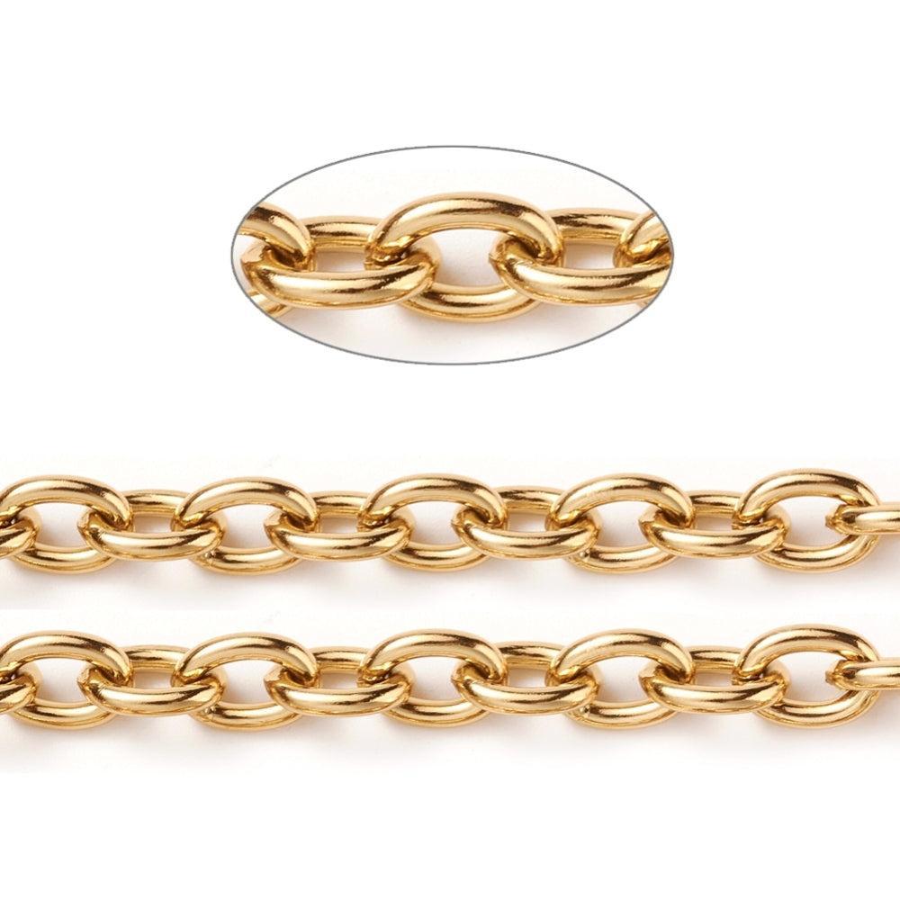 Ketting schakel 18K goud 8x6x1.5mm- per 10 cm-ketting-Kraaltjes van Renate
