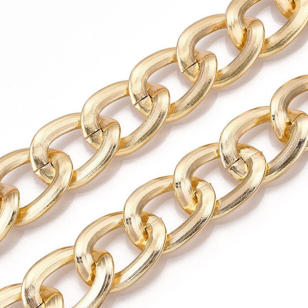 Gourmet Ketting Aluminium Goud 17mm - per 10cm-ketting-Kraaltjes van Renate