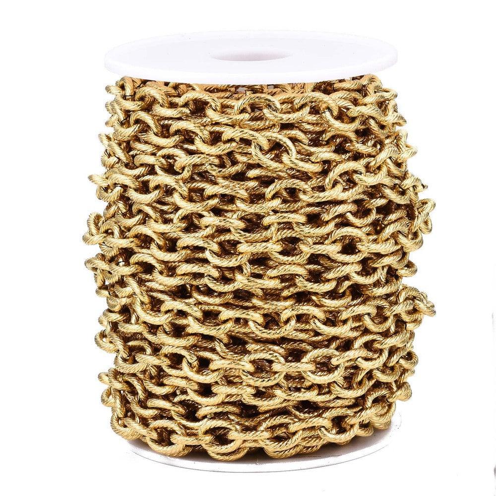 Ketting schakel grof RVS goud 11x8mm - prijs per 10cm-ketting-Kraaltjes van Renate