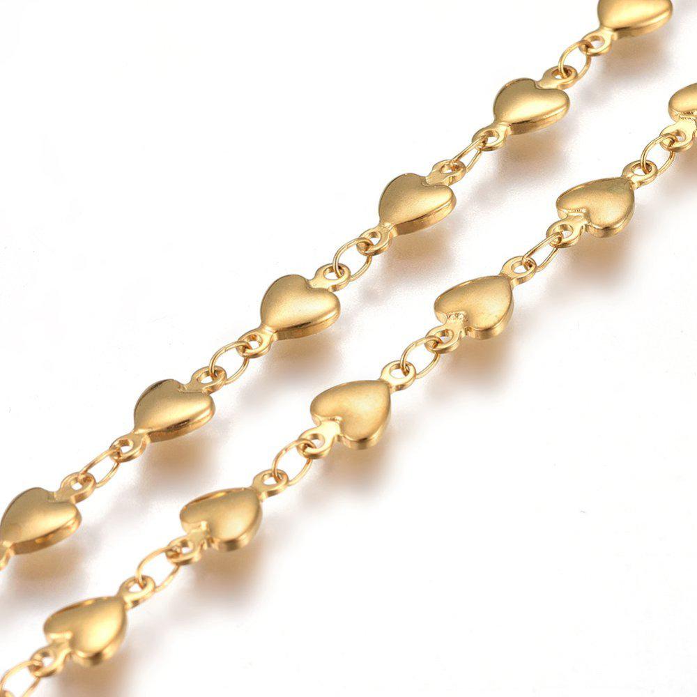 Ketting schakel hartjes RVS goud 10x5mm - prijs per 10cm-ketting-Kraaltjes van Renate