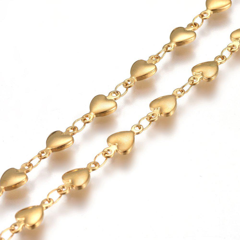Ketting schakel hartjes RVS goud 10x5mm - prijs per 10cm-ketting-Kraaltjes van Renate