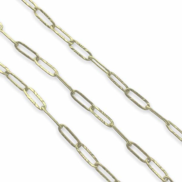 Ketting schakel met textuur RVS goud 10x4mm - prijs per 10cm-Kraaltjes van Renate