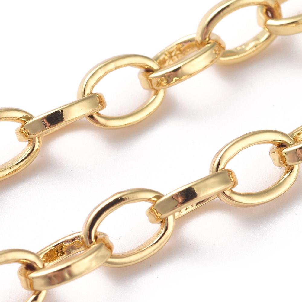 Jasseron Ketting Messing 18k Goud 5mm - per 10cm-ketting-Kraaltjes van Renate