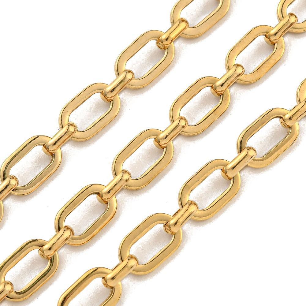 Jasseron Ketting Figarolink Premium 18k Rvs Goud 6.5mm - per 10cm-ketting-Kraaltjes van Renate