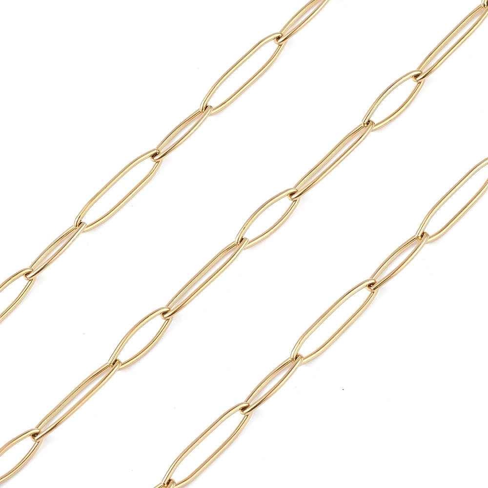 Ketting schakel ovaal RVS goud 14x5mm - prijs per 10cm-ketting-Kraaltjes van Renate