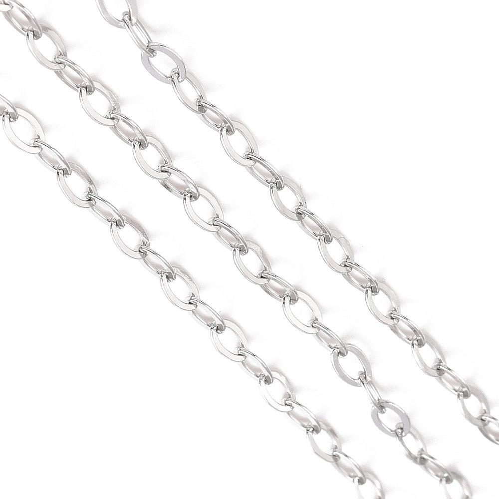 Ketting schakels RVS zilver 4x2,2mm - prijs per 10cm-ketting-Kraaltjes van Renate