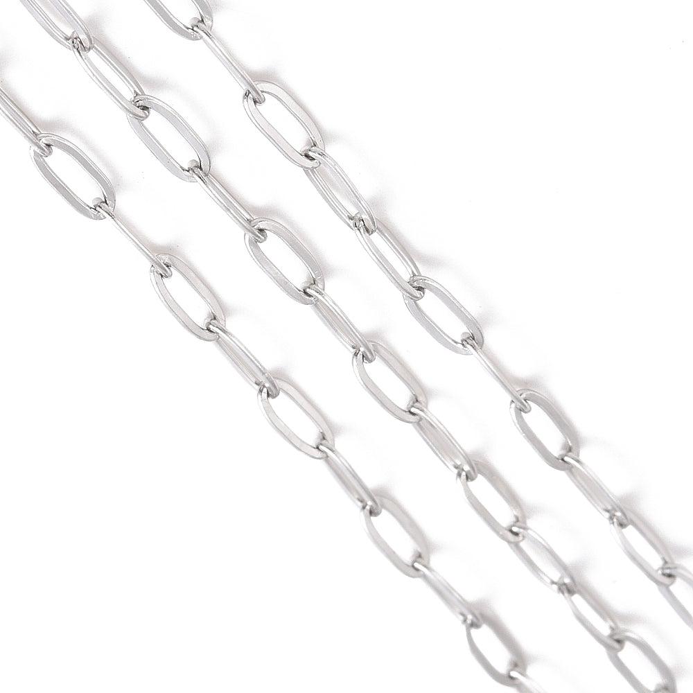 Ketting schakels RVS zilver 4x2mm - prijs per 10cm-ketting-Kraaltjes van Renate