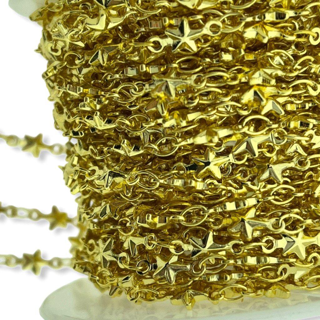 Ketting stars gold plated 10x4,5mm - prijs per 10cm-Kraaltjes van Renate
