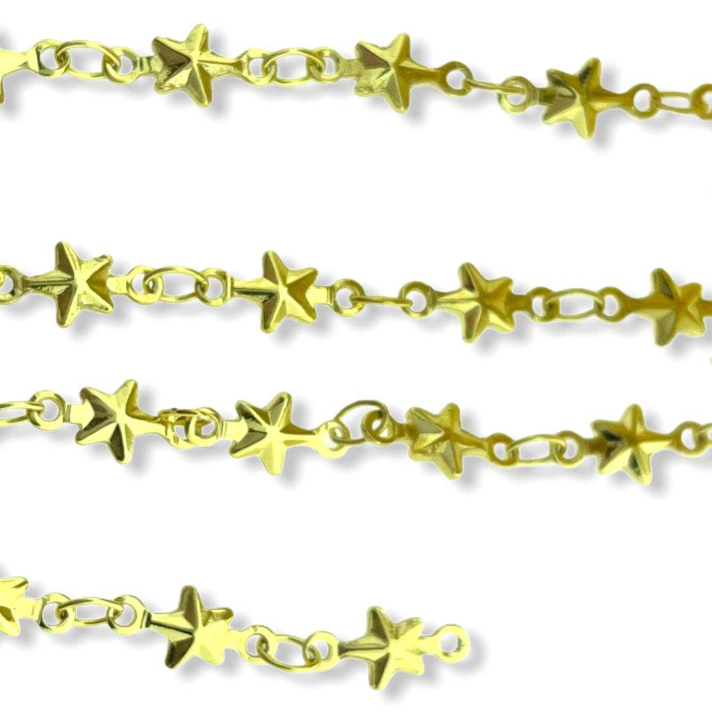 Ketting stars gold plated 10x4,5mm - prijs per 10cm-Kraaltjes van Renate