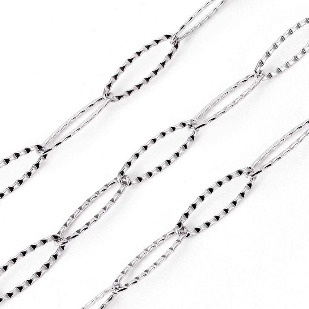 Ketting textured cable RVS zilver 20x6x1mm - prijs per 10cm-ketting-Kraaltjes van Renate