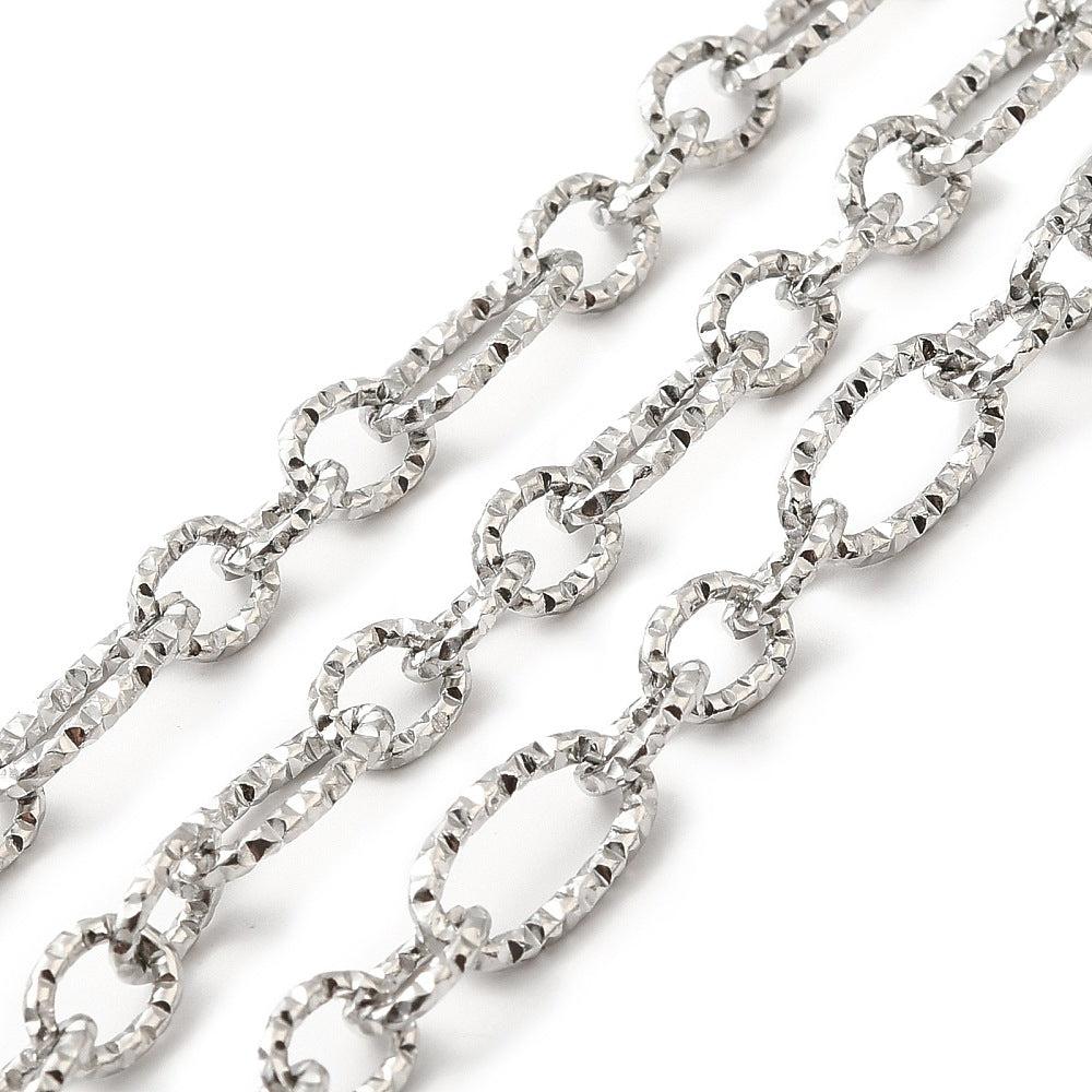 Ketting textured figaro RVS zilver 14x7x1,5mm - prijs per 10cm-ketting-Kraaltjes van Renate