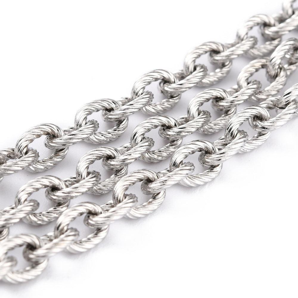 Ketting unwelded rolo RVS zilver 7x5,5x1,5mm- per 10 cm-ketting-Kraaltjes van Renate