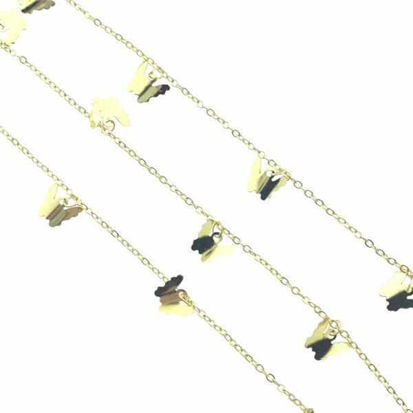 Ketting vlinders gold plated 3x1,5mm - prijs per 10cm-Kraaltjes van Renate
