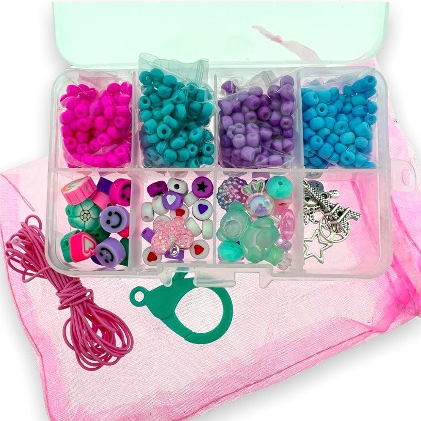 Kinderfeestjes box groot turquoise-roze-DIY-Kraaltjes van Renate