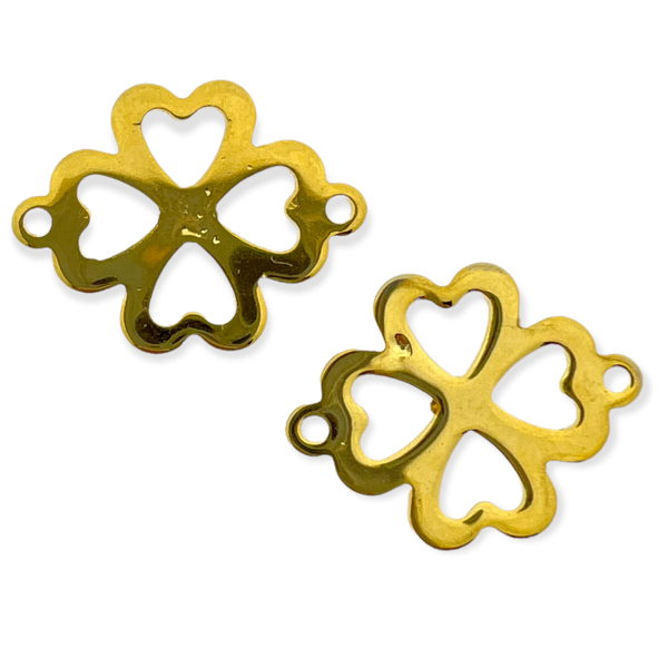 Klaver goud Stainless Steel tussenzetsel 16.5x21x1mm-bedels-Kraaltjes van Renate