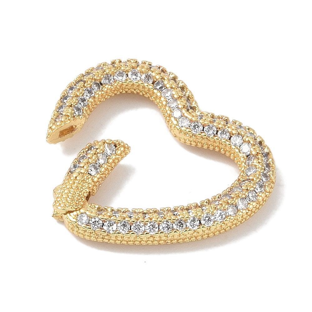 Kliksluiting hart 18K Gold Plated Zirconia 22mm - per stuk-Onderdelen-Kraaltjes van Renate