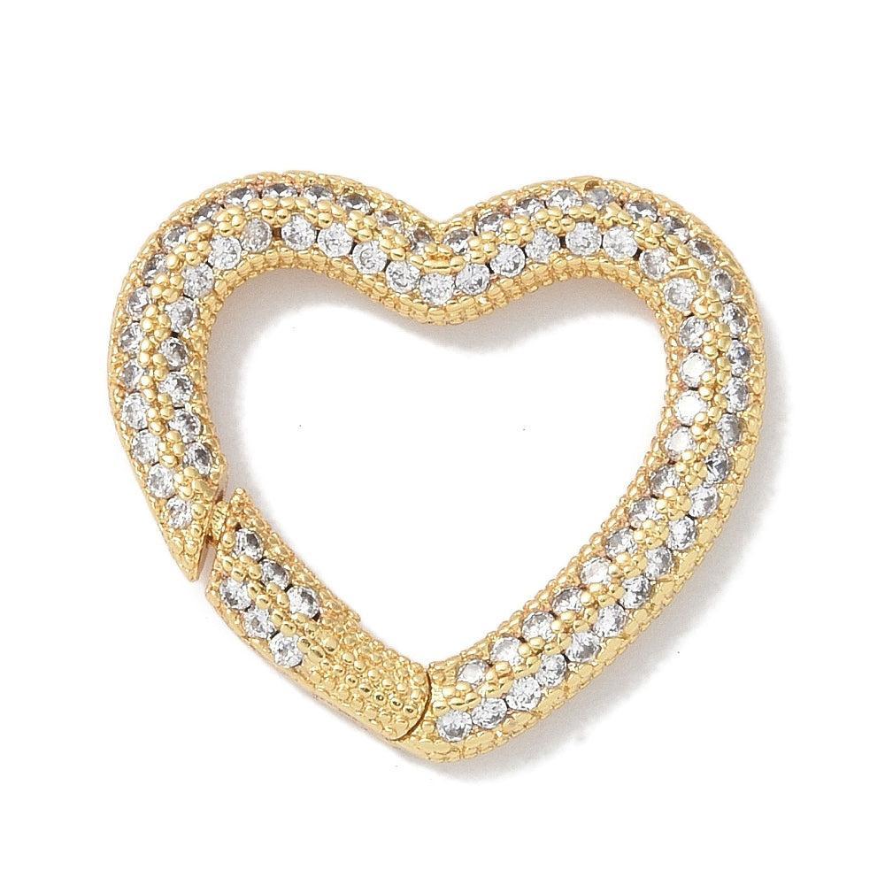 Kliksluiting hart 18K Gold Plated Zirconia 22mm - per stuk-Onderdelen-Kraaltjes van Renate