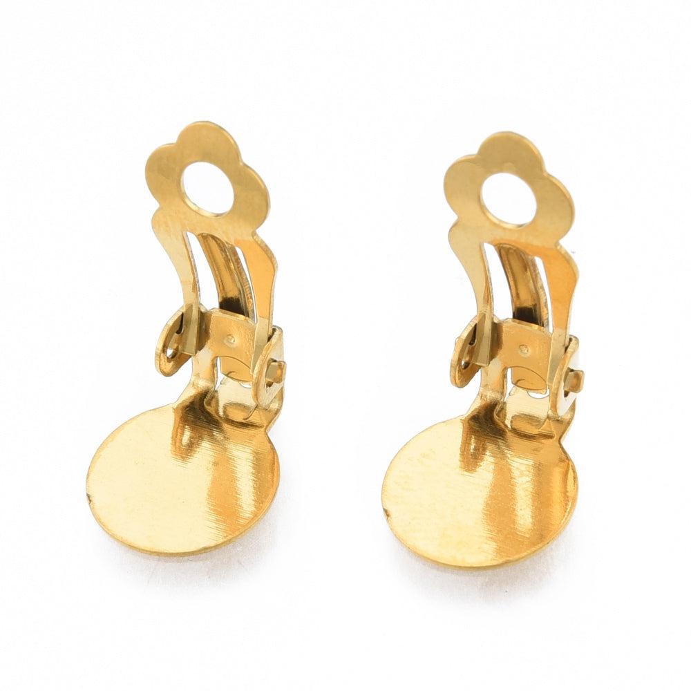 Klipoorbel RVS goud bloemetje 18mm- per paar-Onderdelen-Kraaltjes van Renate