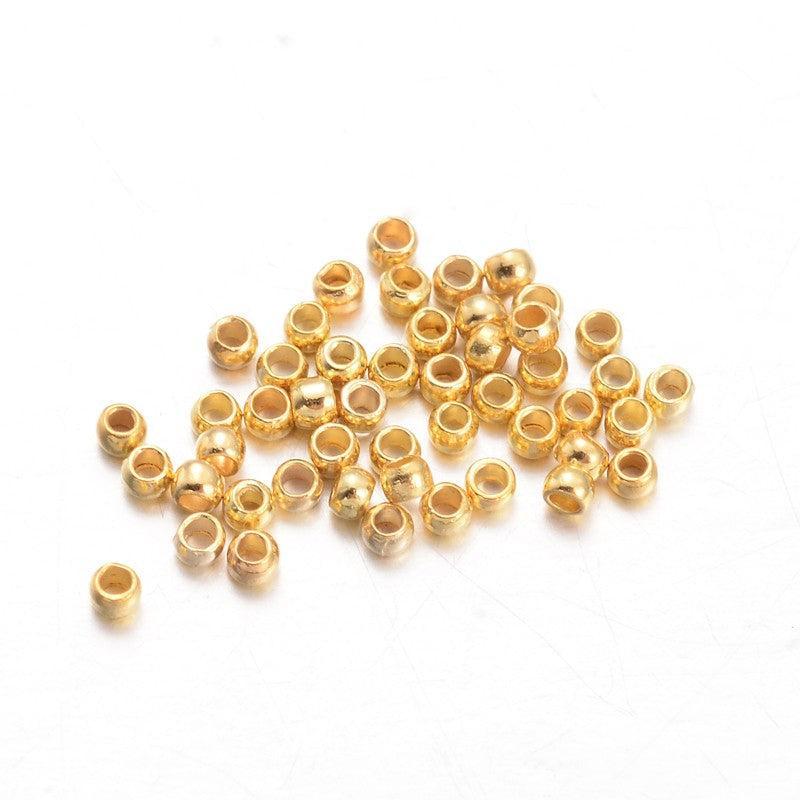 Knijpkraal Messing Goud Rondel 1.5mm - ±100 stuks-Onderdelen-Kraaltjes van Renate