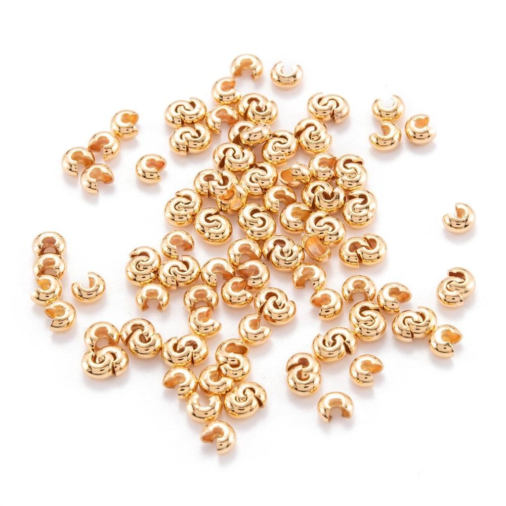 Knijpkraal Verberger Messing 18K Goud 4.5x5mm - 8 stuks-Onderdelen-Kraaltjes van Renate