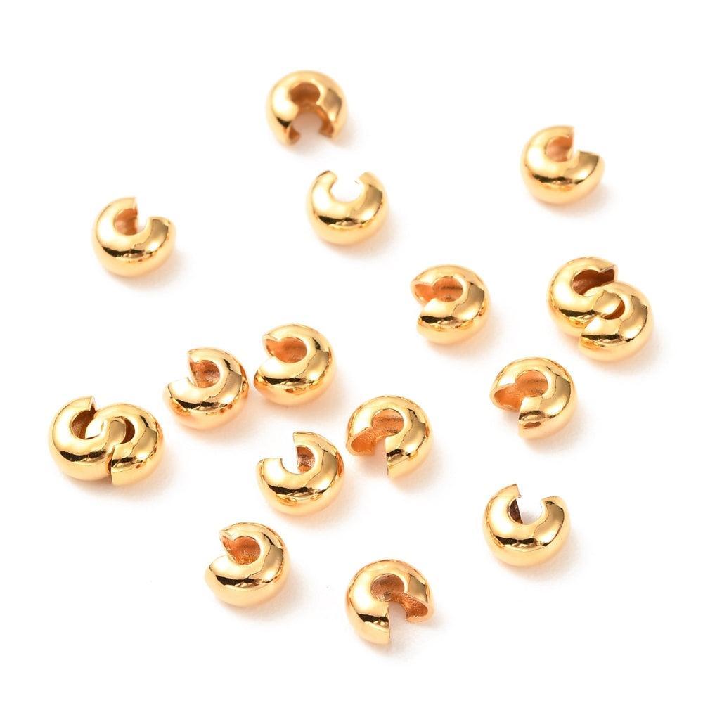 Knijpkraal Verberger Messing 18K Goud 5.5x6.5mm - 8 stuks-Onderdelen-Kraaltjes van Renate