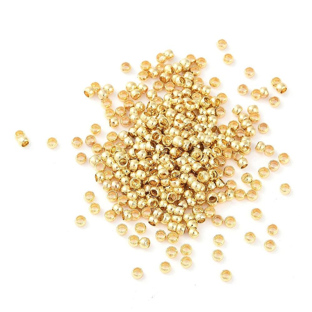 Knijpkraal stainless steel 18K goud 2,5x2mm - per 35 stuks-Onderdelen-Kraaltjes van Renate